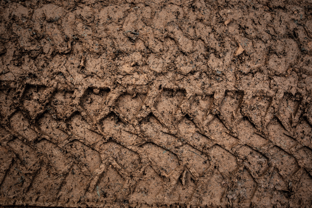 tire tracks in the mud