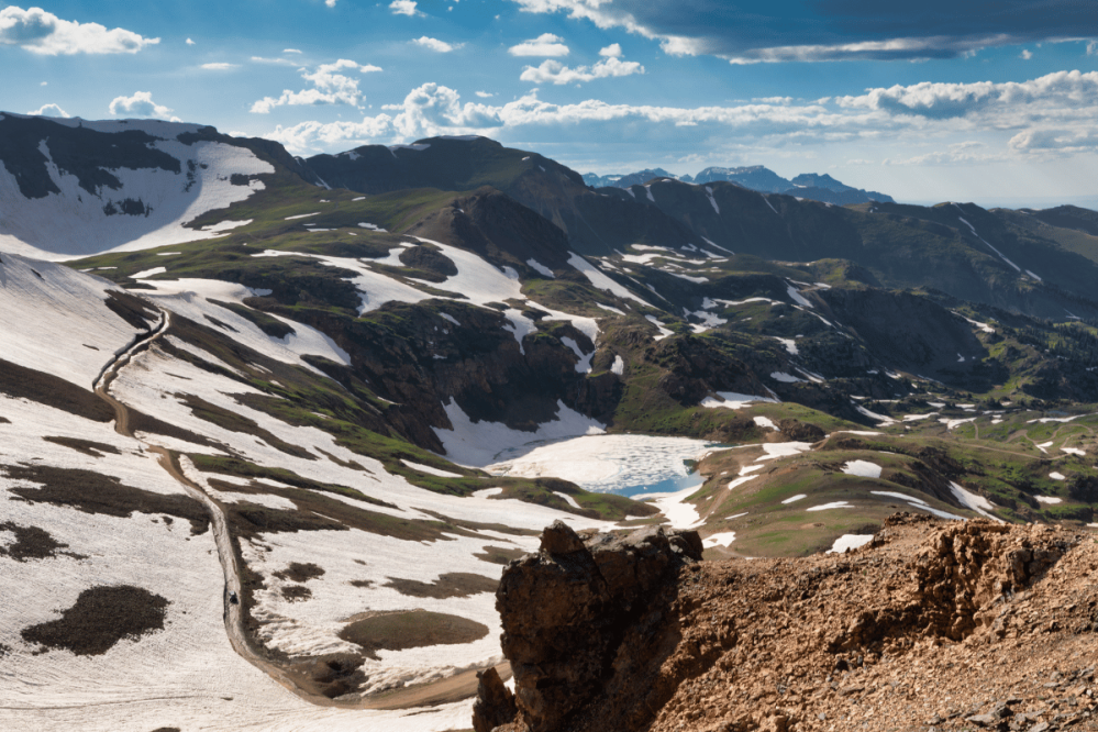 snow at the top of the Rocky Mountains