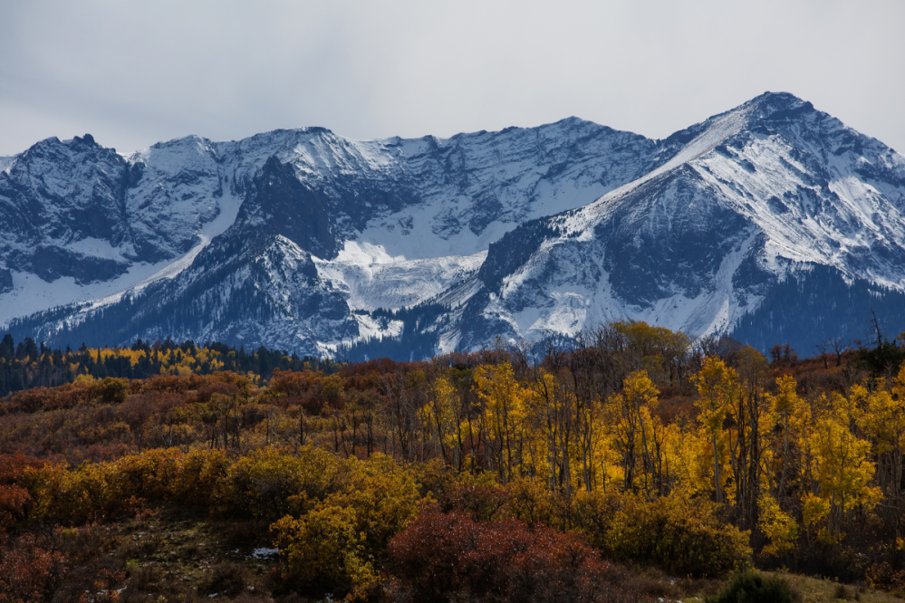 a view of a snow covered mountain